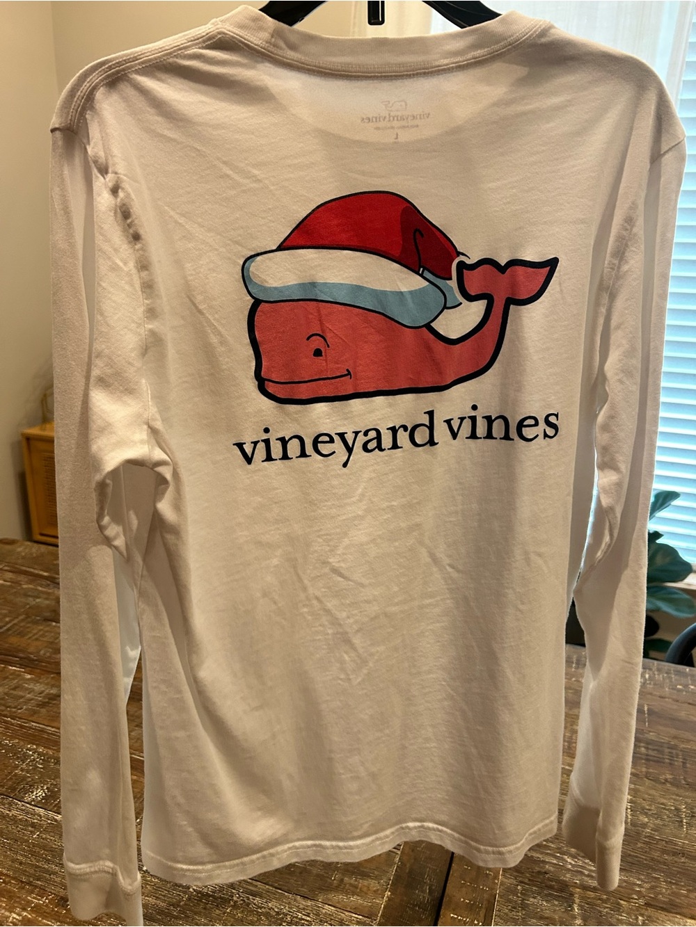 Vineyard Vines White Long-Sleeve Whale Tee with Red & Light Blue Graphic